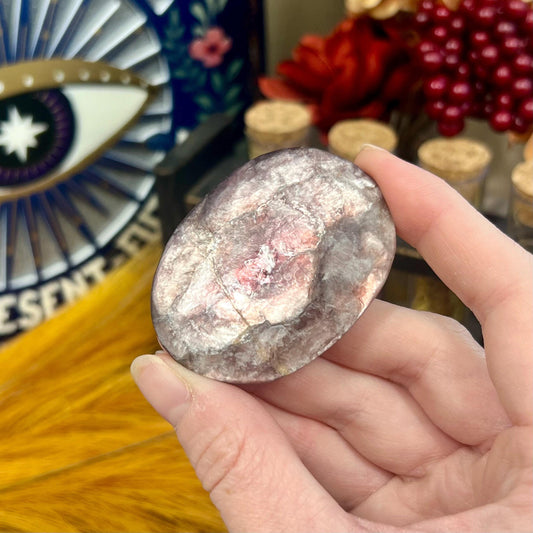 Flashy Purple Mica Palm Stone | Lepidolite Palm