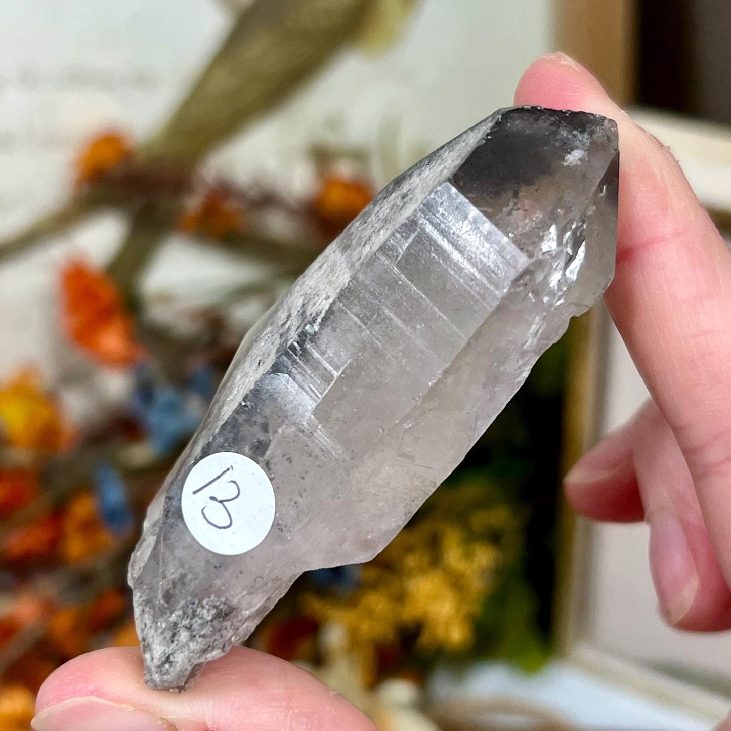 Raw Quartz Point with Black Lodolite and Rutile Incluions from Brazil