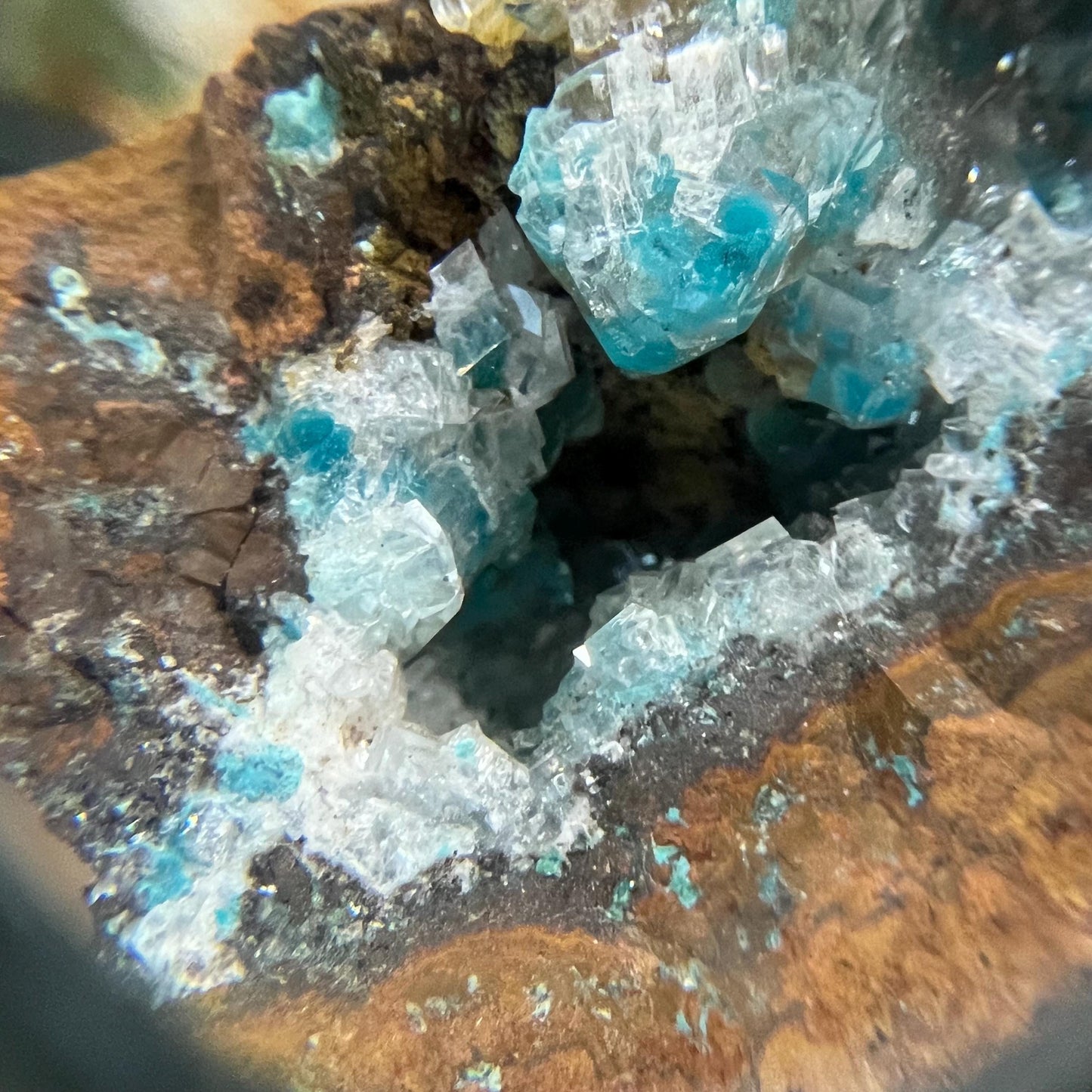 Large Rosasite with Calcite from La Ojuela Mine, Mexico