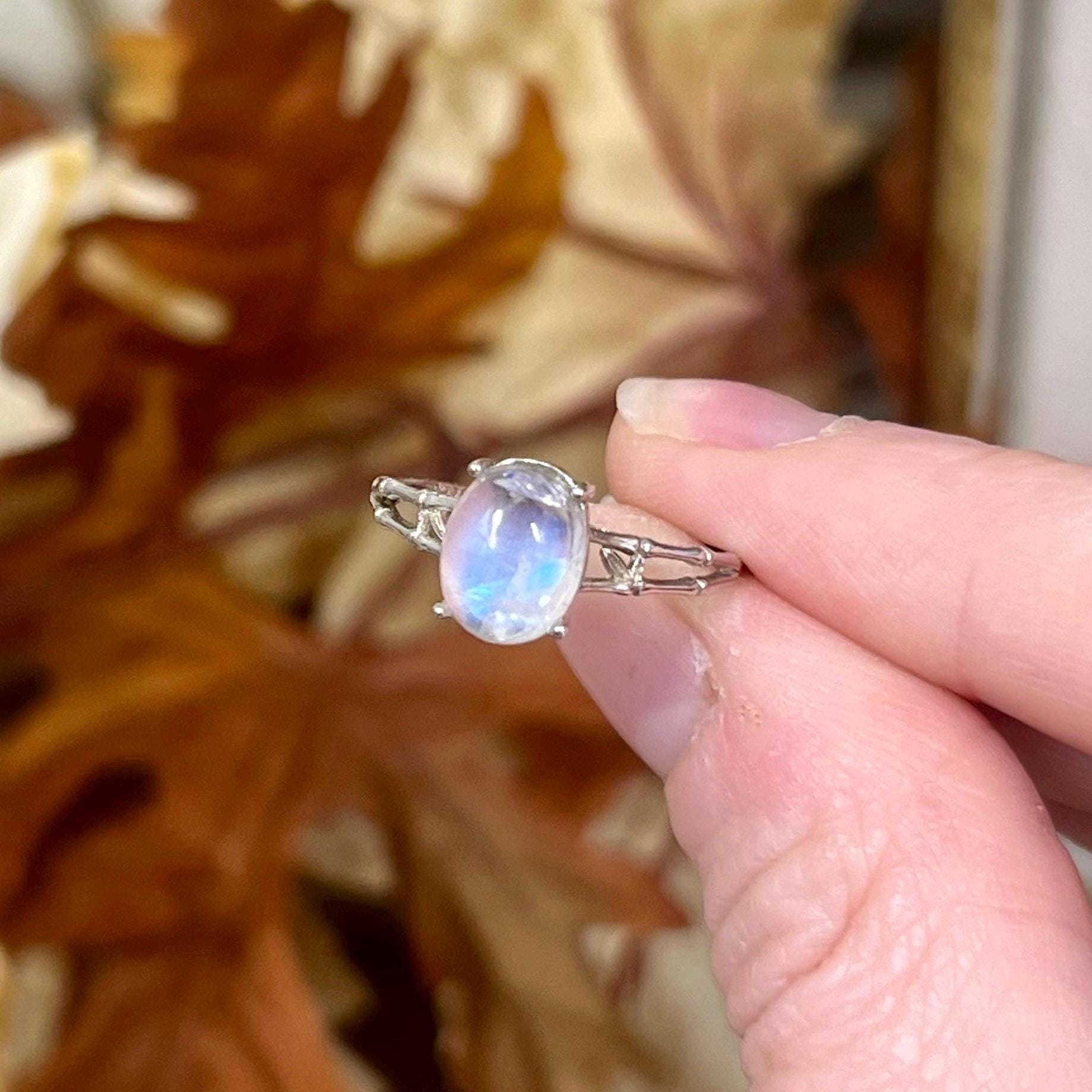 Gem Grade Moonstone Ring | Adjustable Crystal Ring | White Labradorite