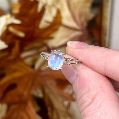 Gem Grade Moonstone Ring | Adjustable Crystal Ring | White Labradorite