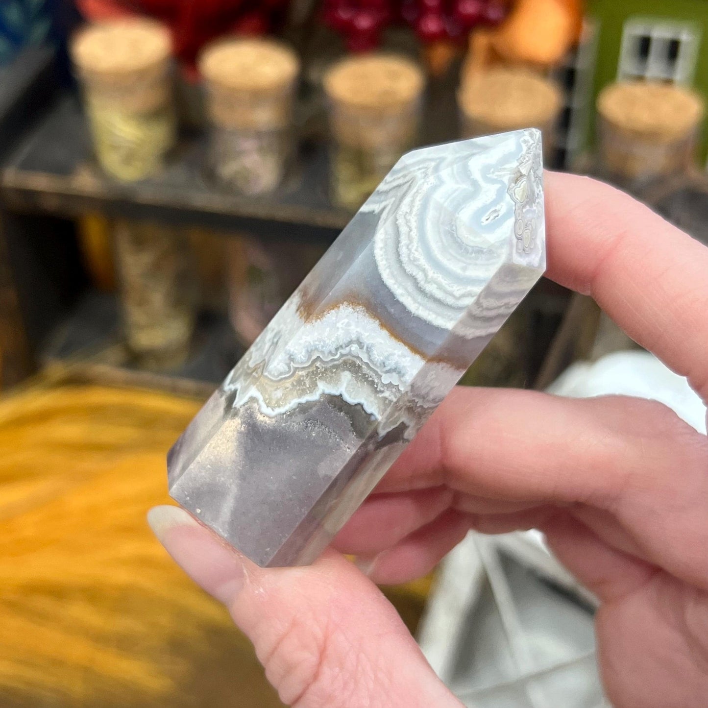 Small Mexican Lace Agate Tower - IMPERFECT TIP