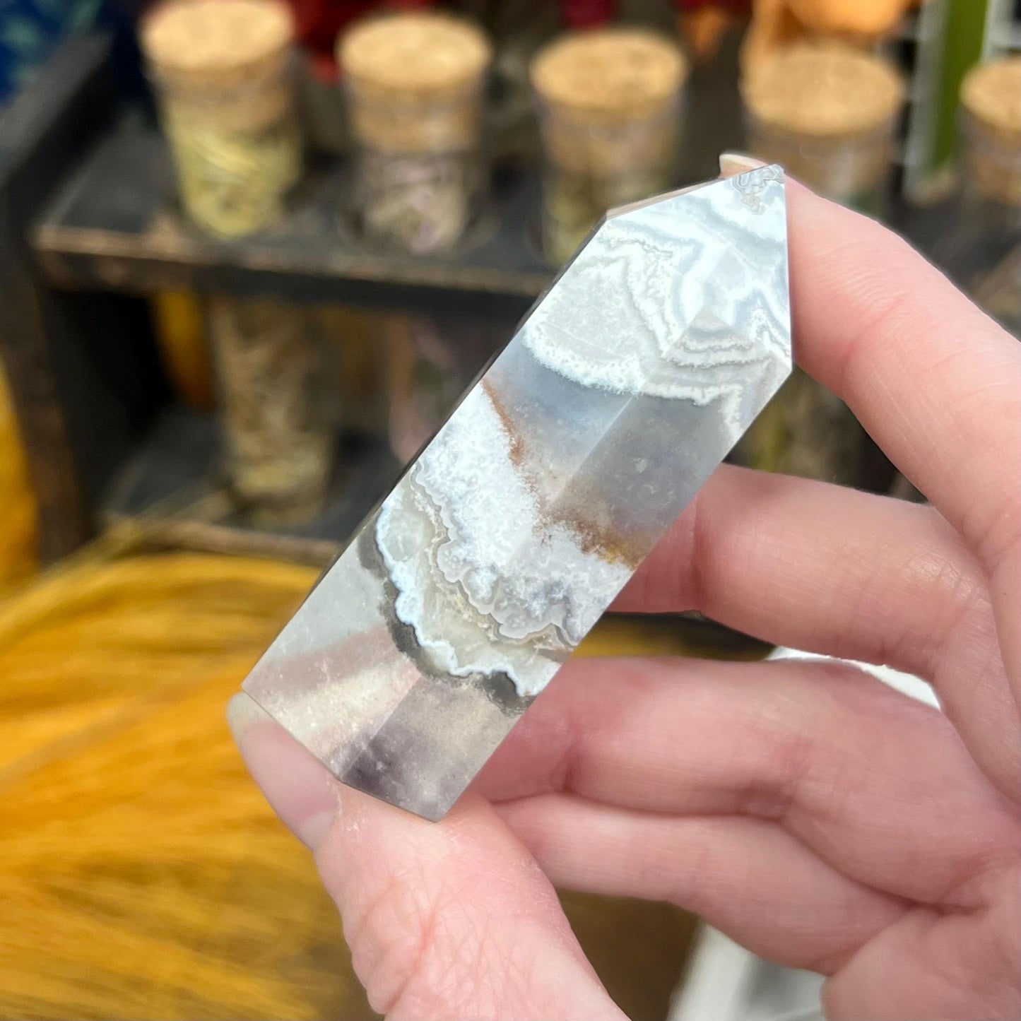 Small Mexican Lace Agate Tower - IMPERFECT TIP