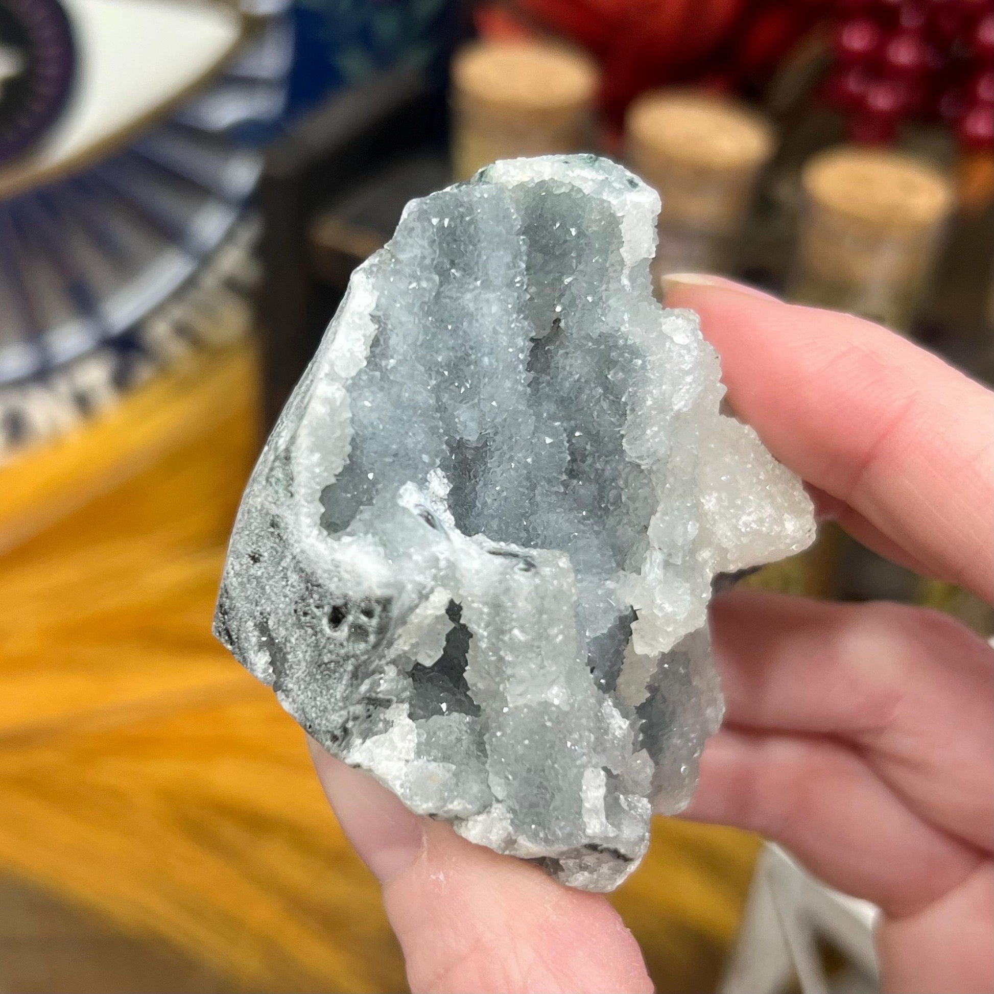 Druzy Chalcedony Specimen with Apophyllite