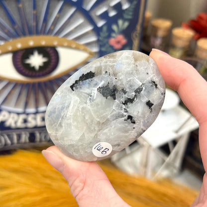 Rainbow Moonstone Palm Stone | Flashy Moonstone