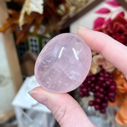 Gemmy Rose Quartz Palm | High Quality Rose Quartz | Small Rose Quartz Palm Stone