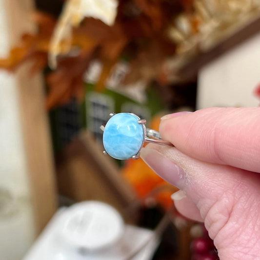 Larimar Ring | Adjustable Crystal Ring