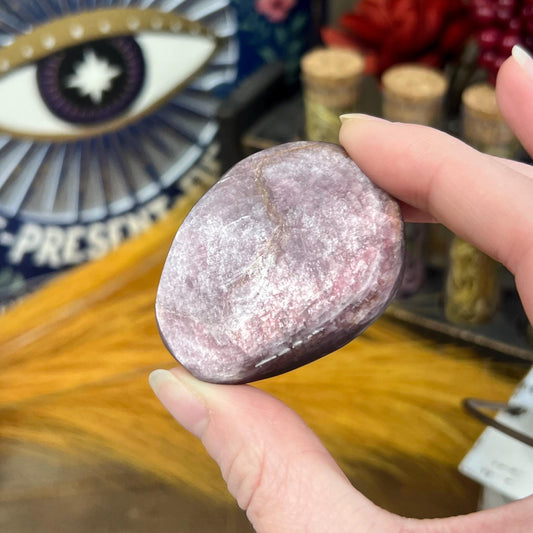 Flashy Purple Mica Palm Stone | Lepidolite Palm