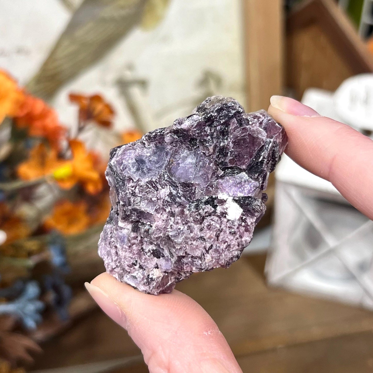 Raw Purple Mica Cluster | Raw Lepidolite | Gem Lepidolite | Purple Mica on Quartz