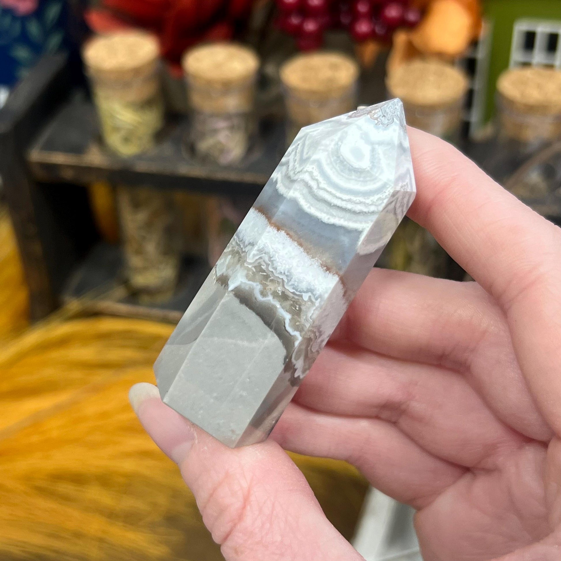 Small Mexican Lace Agate Tower - IMPERFECT TIP