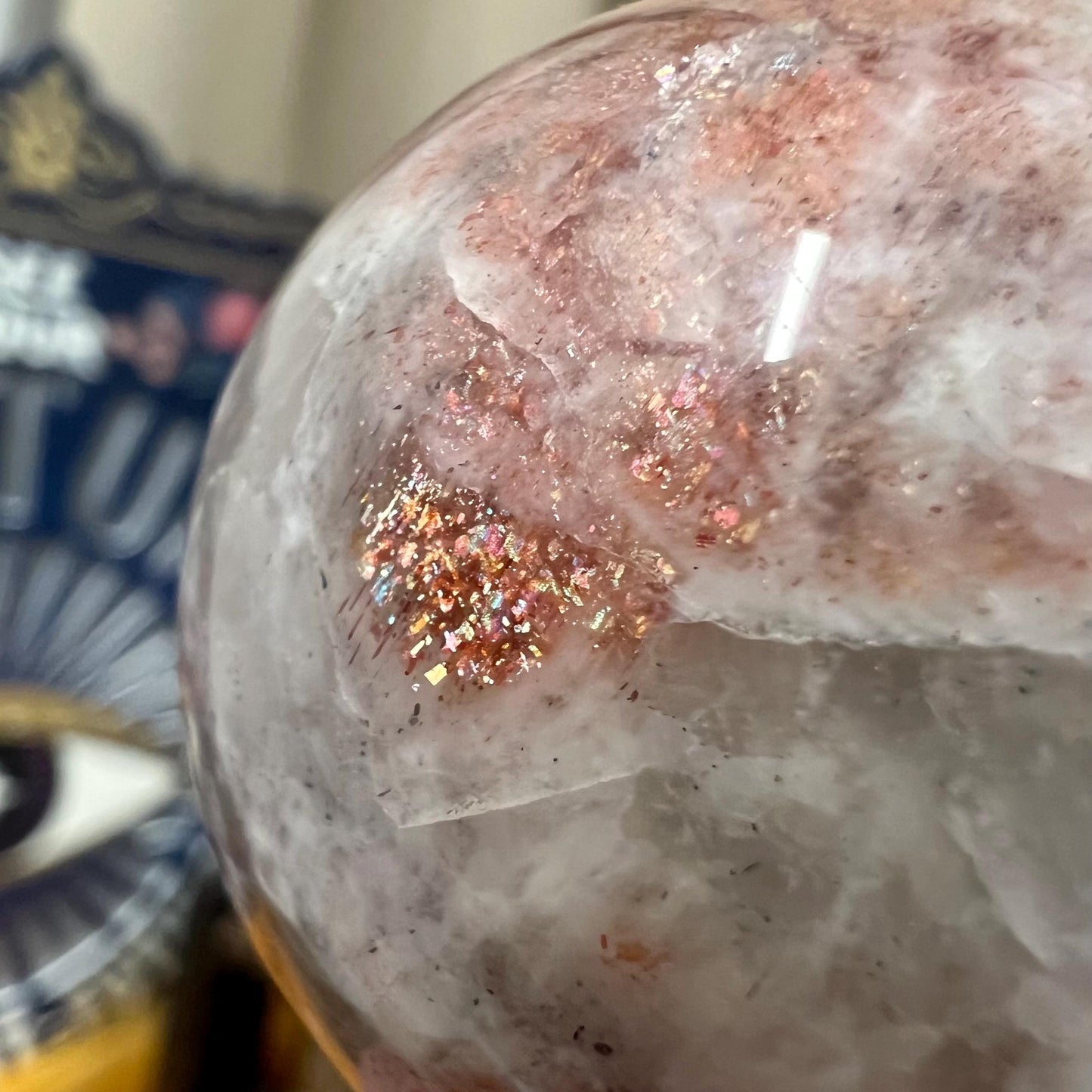 High Quality Confetti Sunstone Sphere | Red Sunstone