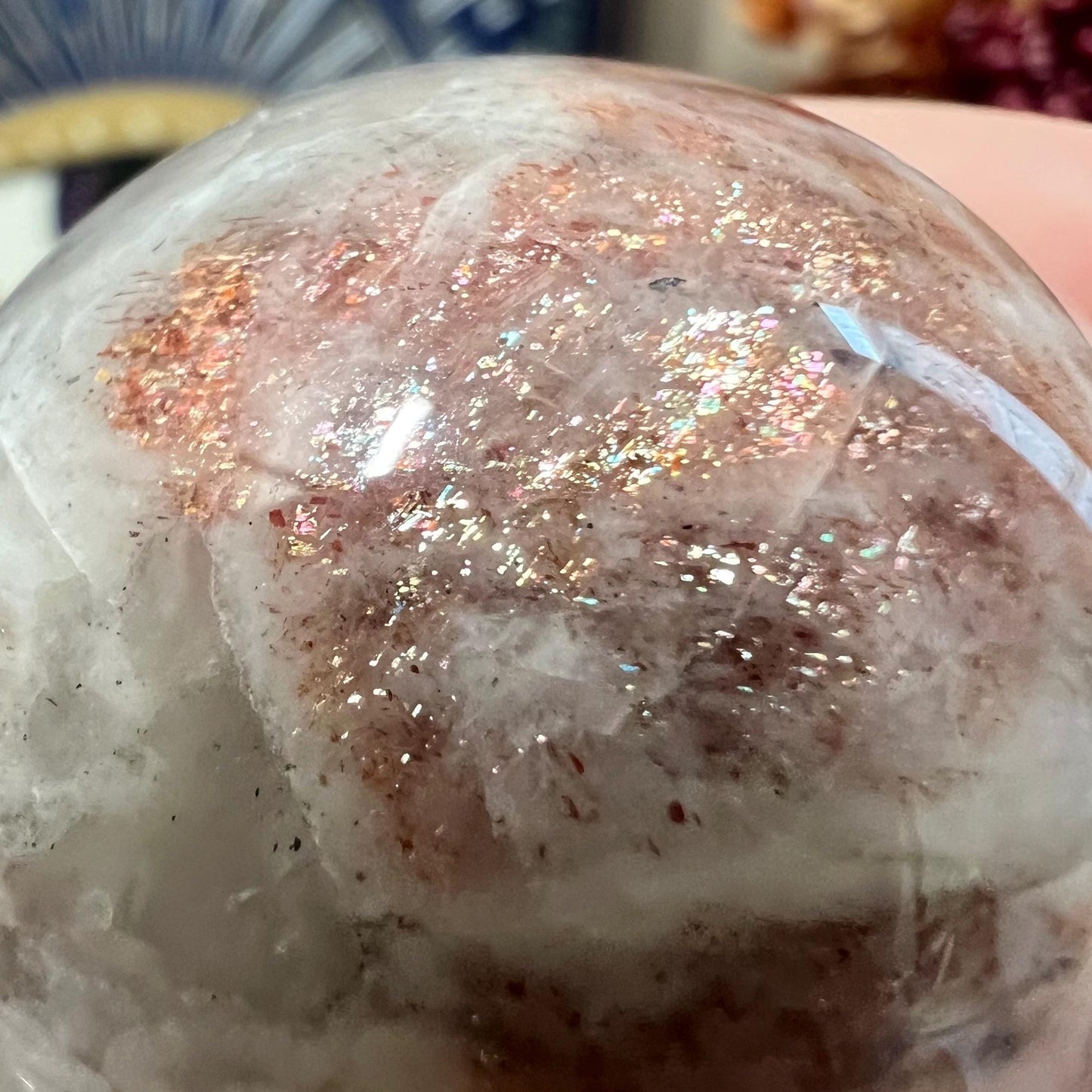 High Quality Confetti Sunstone Sphere | Red Sunstone