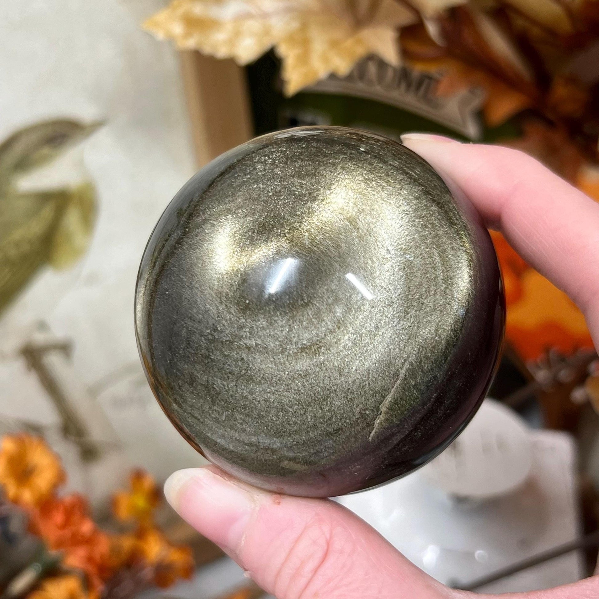 Amazing Gold Sheen Obsidian Sphere | Golden Sheen Obsidian