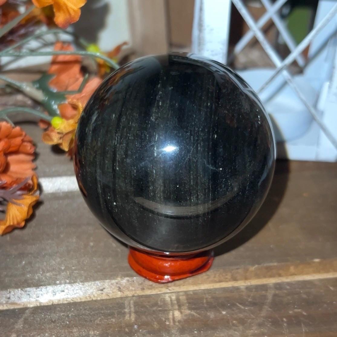 Amazing Gold Sheen Obsidian Sphere | Golden Sheen Obsidian