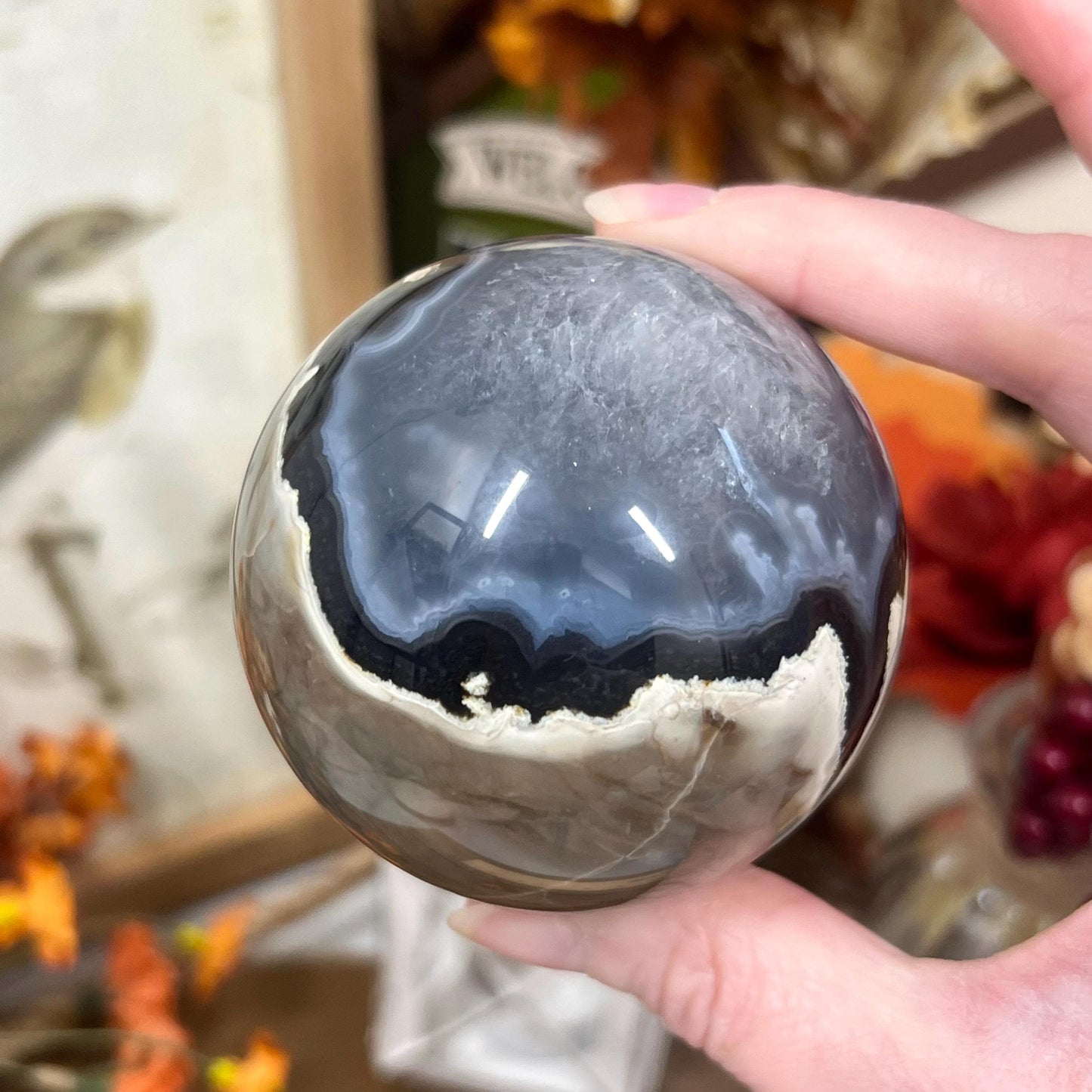 Volcano Agate Sphere | UV Reactive Agate | Volcanic Agate