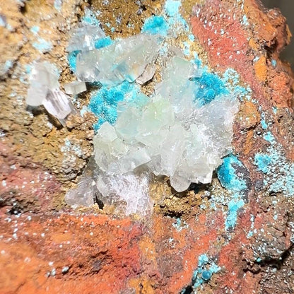 Rosasite with Calcite from La Ojuela Mine, Mexico