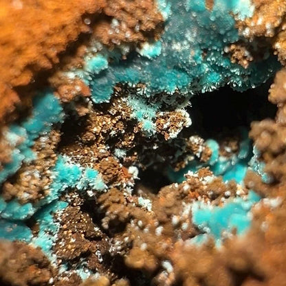 Rosasite with Calcite from La Ojuela Mine, Mexico