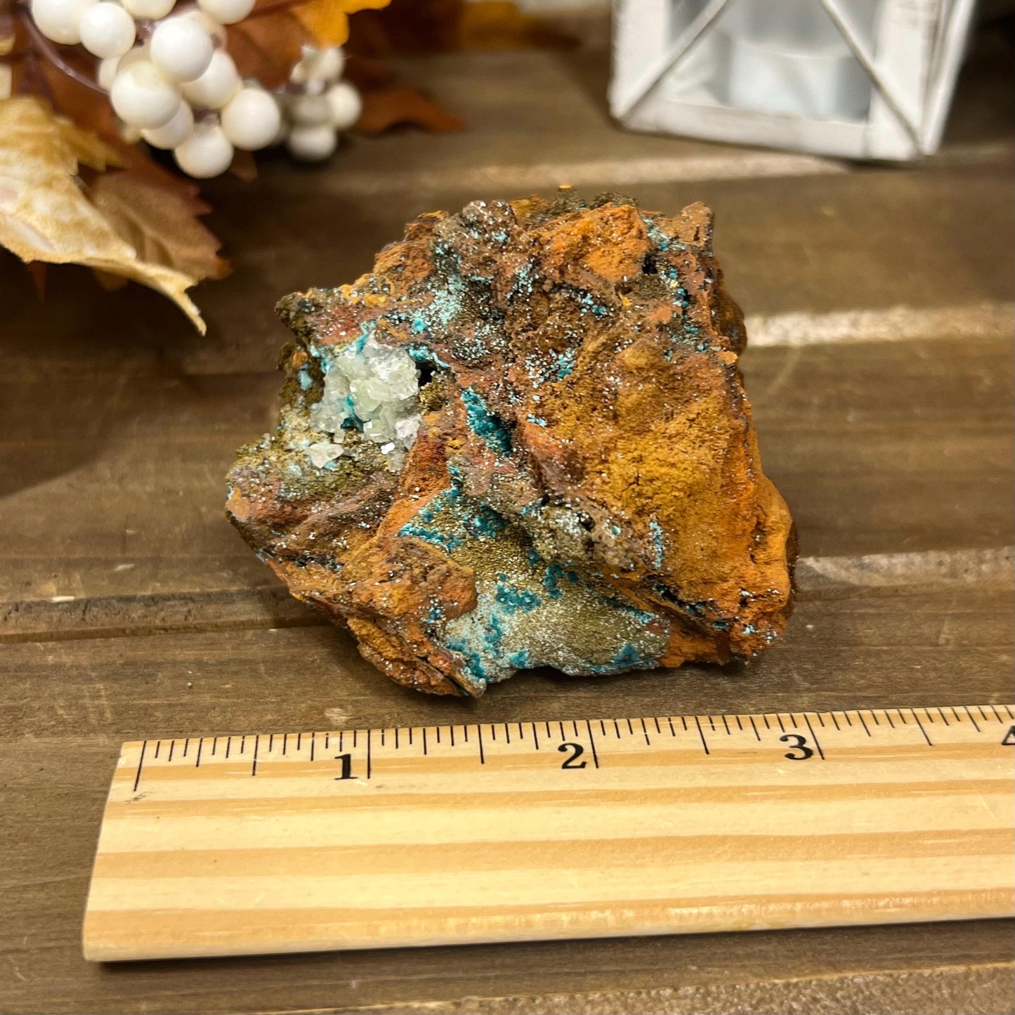 Rosasite with Calcite from La Ojuela Mine, Mexico