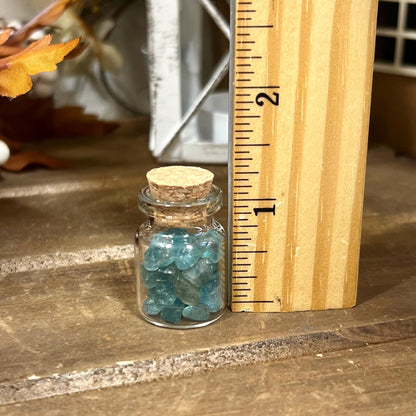 Rare Electric Blue Apatite Chips in Small Jar