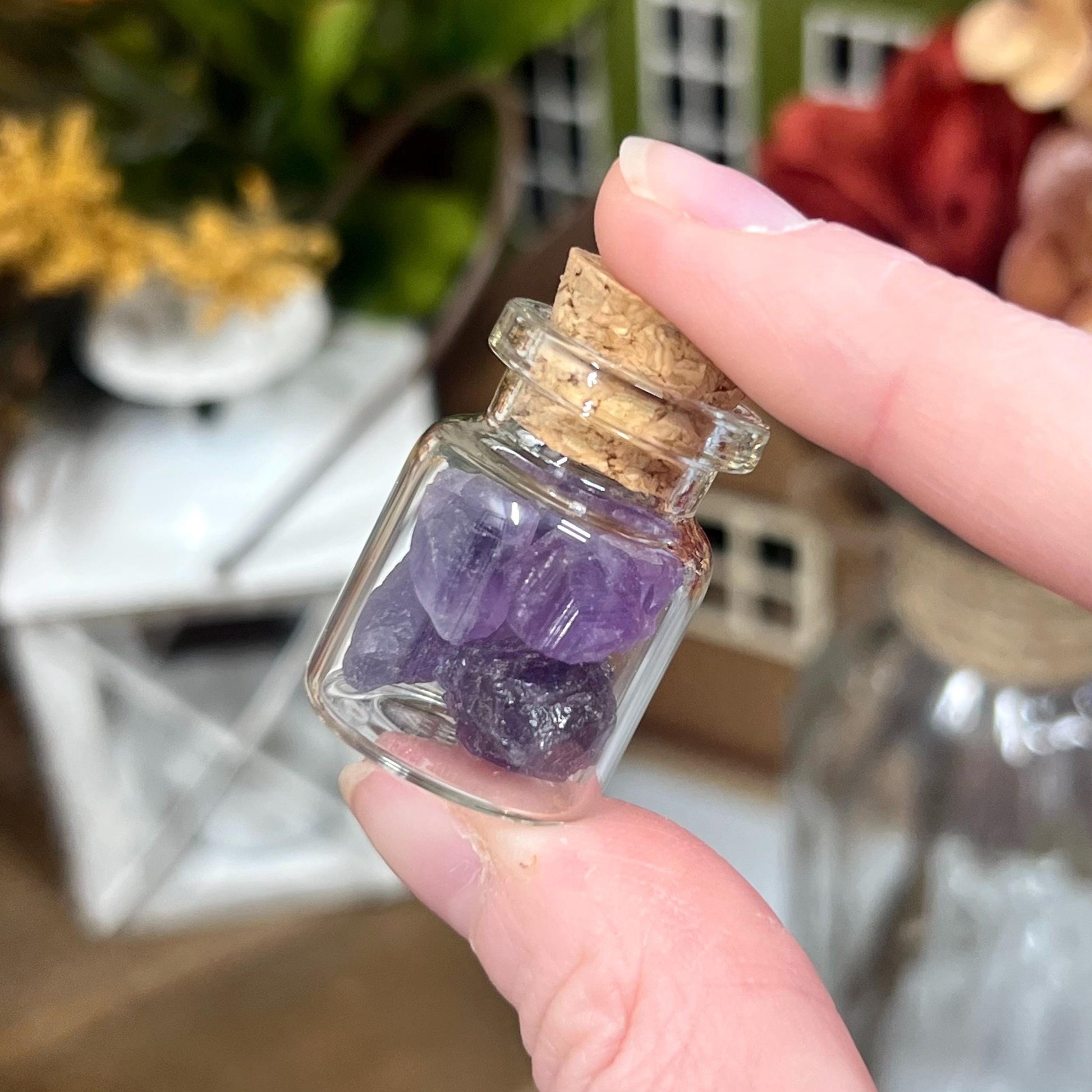 Raw Dark Purple Amethyst Chips in Small Jar