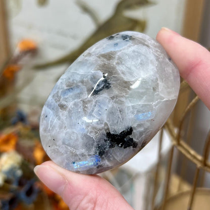 Rainbow Moonstone Palm Stone | Flashy Moonstone