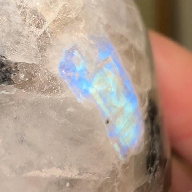 Rainbow Moonstone Palm Stone | Flashy Moonstone