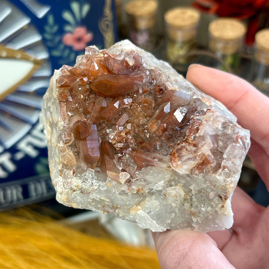 Natural Red Hematoid Quartz Cluster | Red Hematite Quartz | Fire Quartz Cluster