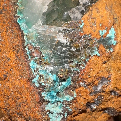 Rosasite with Calcite from La Ojuela Mine, Mexico