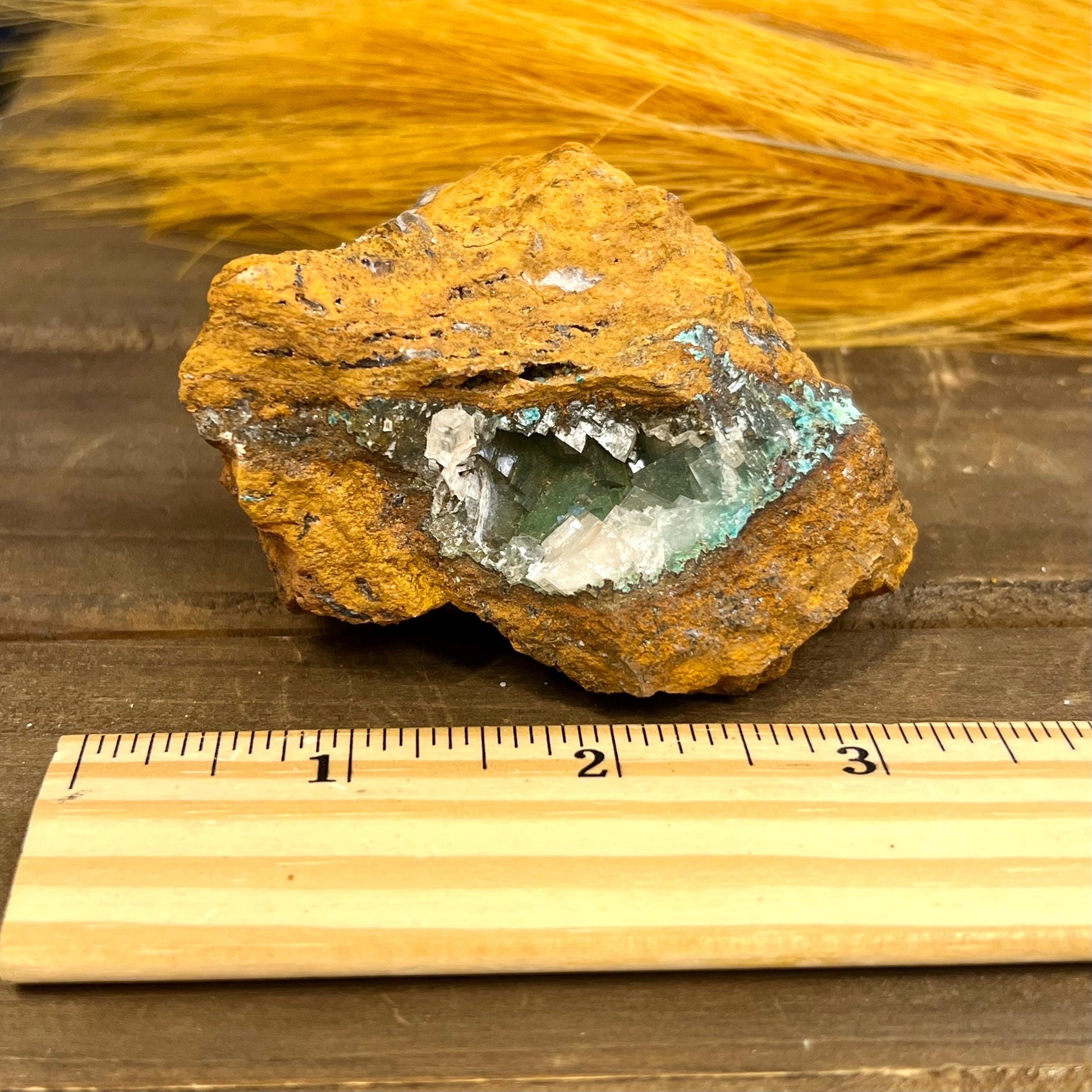 Rosasite with Calcite from La Ojuela Mine, Mexico