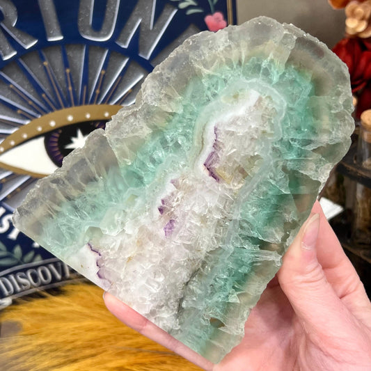 Large Green Fluorite Slab - WOBBLE, PLEASE READ