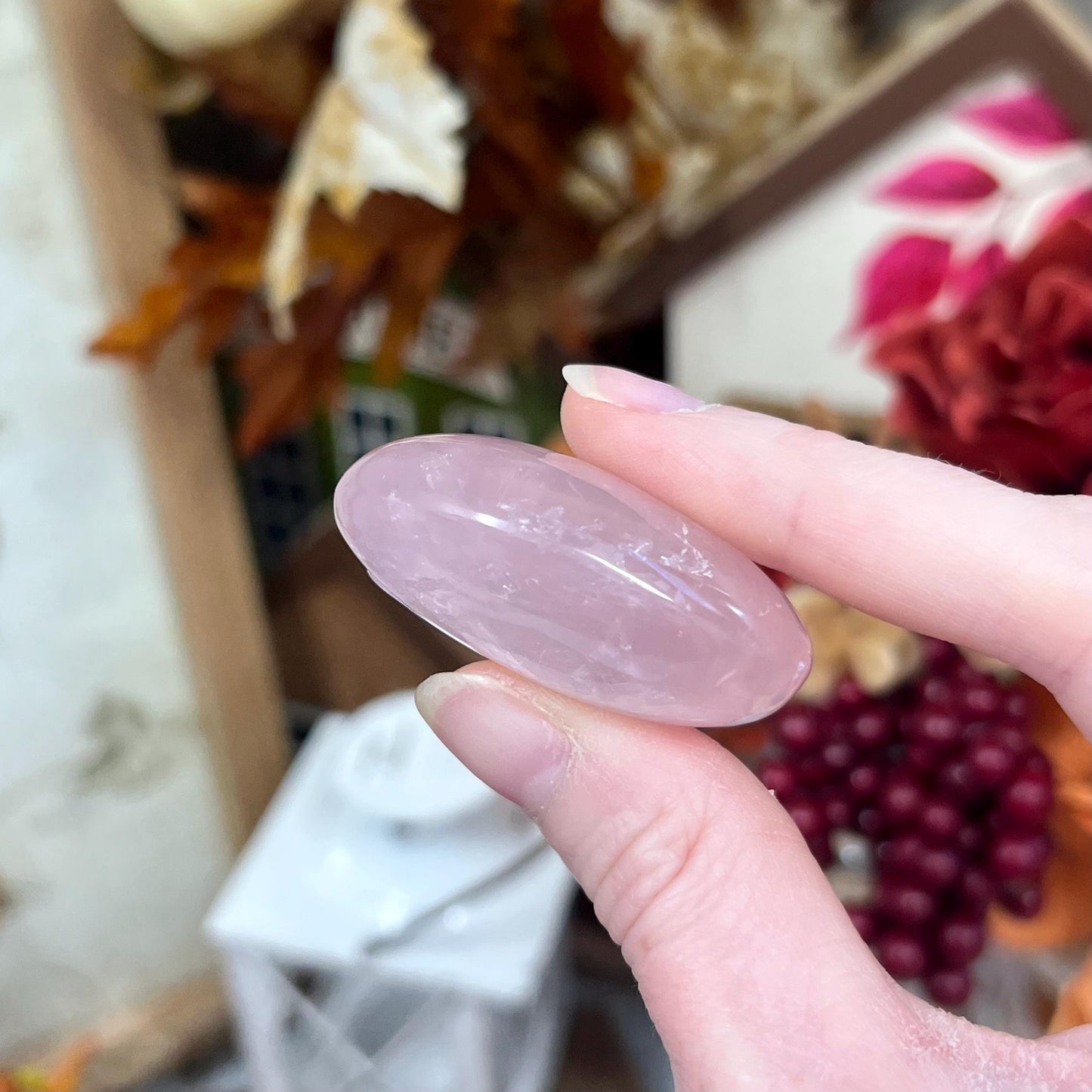 Gemmy Rose Quartz Palm | High Quality Rose Quartz | Small Rose Quartz Palm Stone