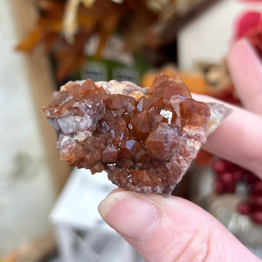 High Quality Red Hematoid Quartz Cluster | Red Hematite Quartz | Small Fire Quartz Cluster