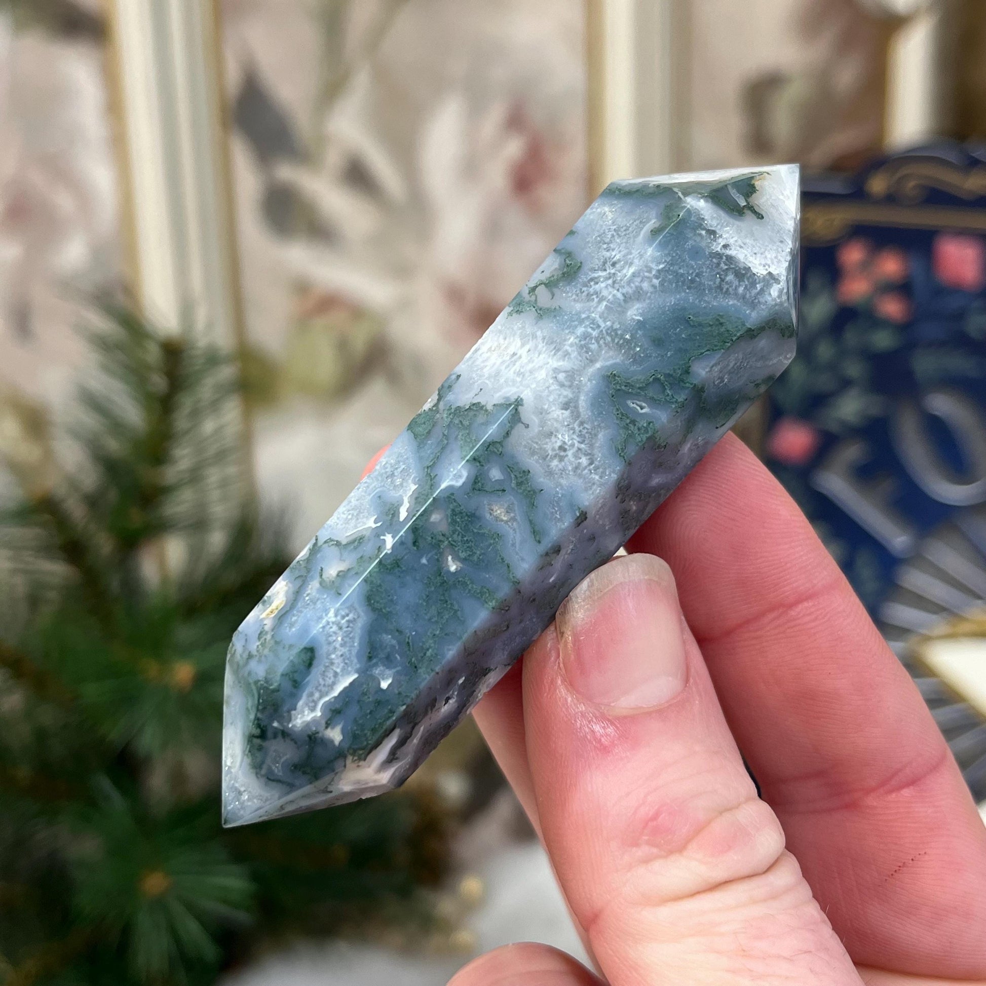 Moss Agate DT | Double Terminated Crystal