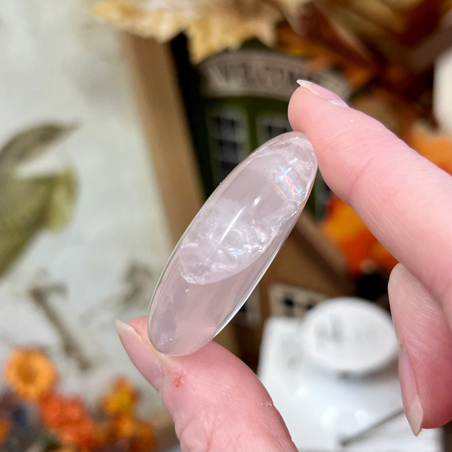 Gemmy Rose Quartz Palm | High Quality Rose Quartz | Small Rose Quartz Palm Stone