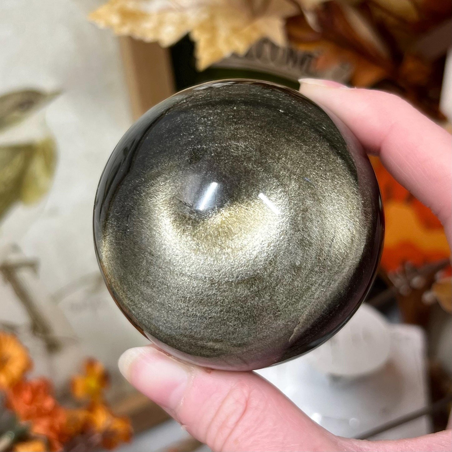 Amazing Gold Sheen Obsidian Sphere | Golden Sheen Obsidian