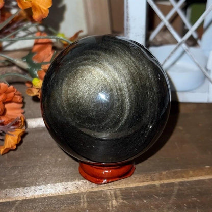 Amazing Gold Sheen Obsidian Sphere | Golden Sheen Obsidian