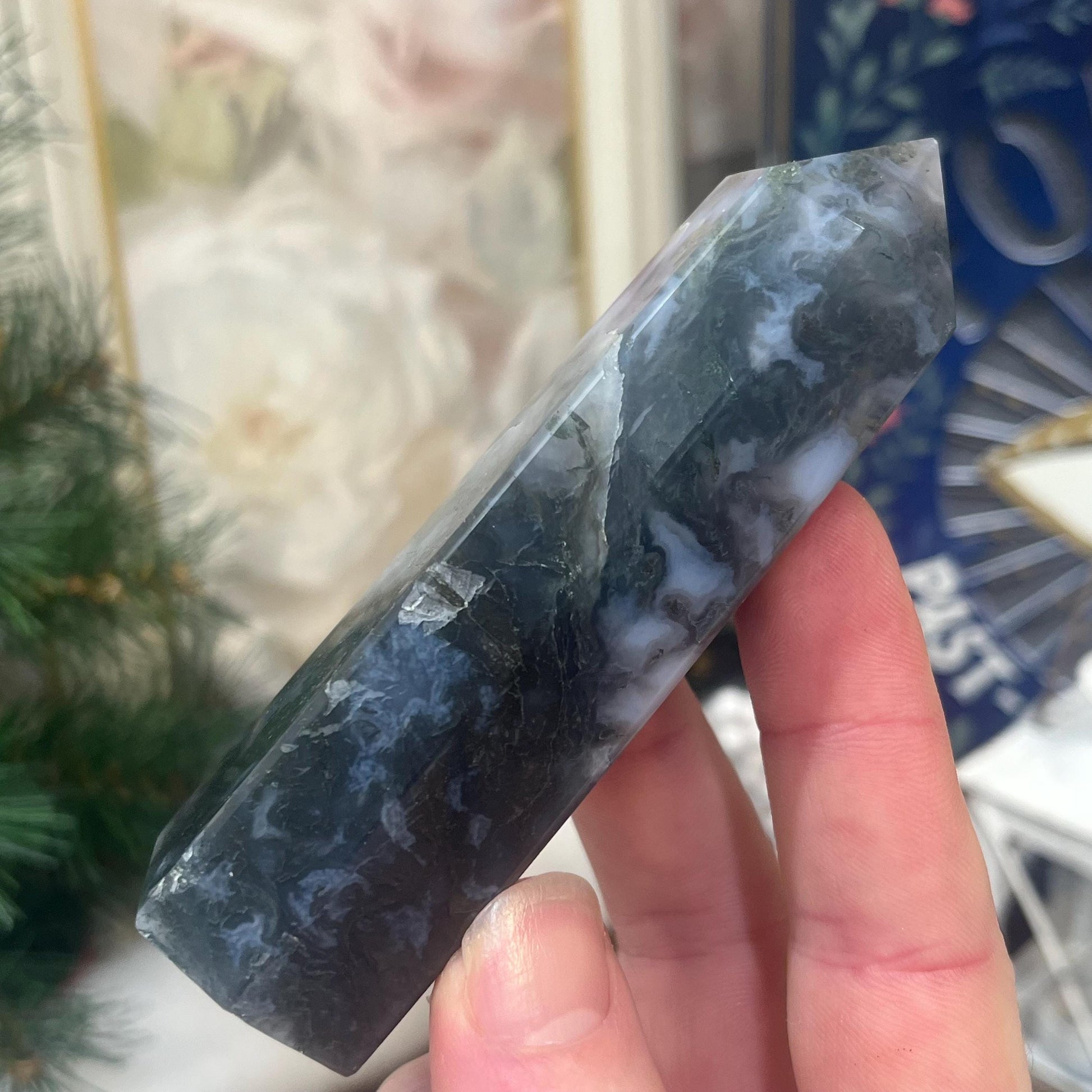 Moss Agate Tower | Blue Moss Agate