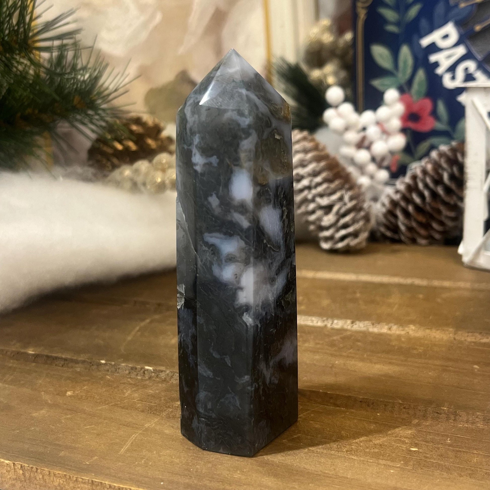 Moss Agate Tower | Blue Moss Agate