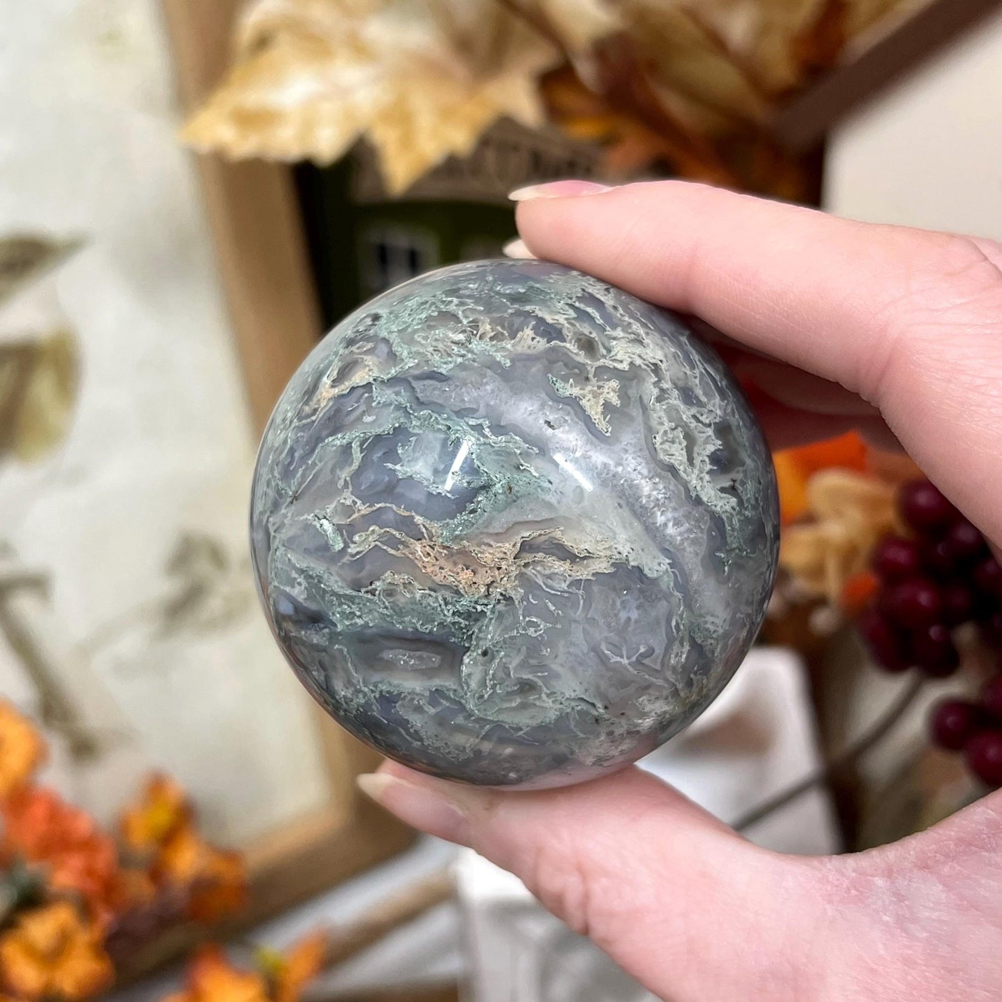 Amazing Moss Agate Sphere | High Quality Moss Agate