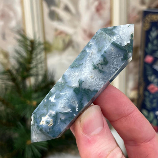 Moss Agate DT | Double Terminated Crystal