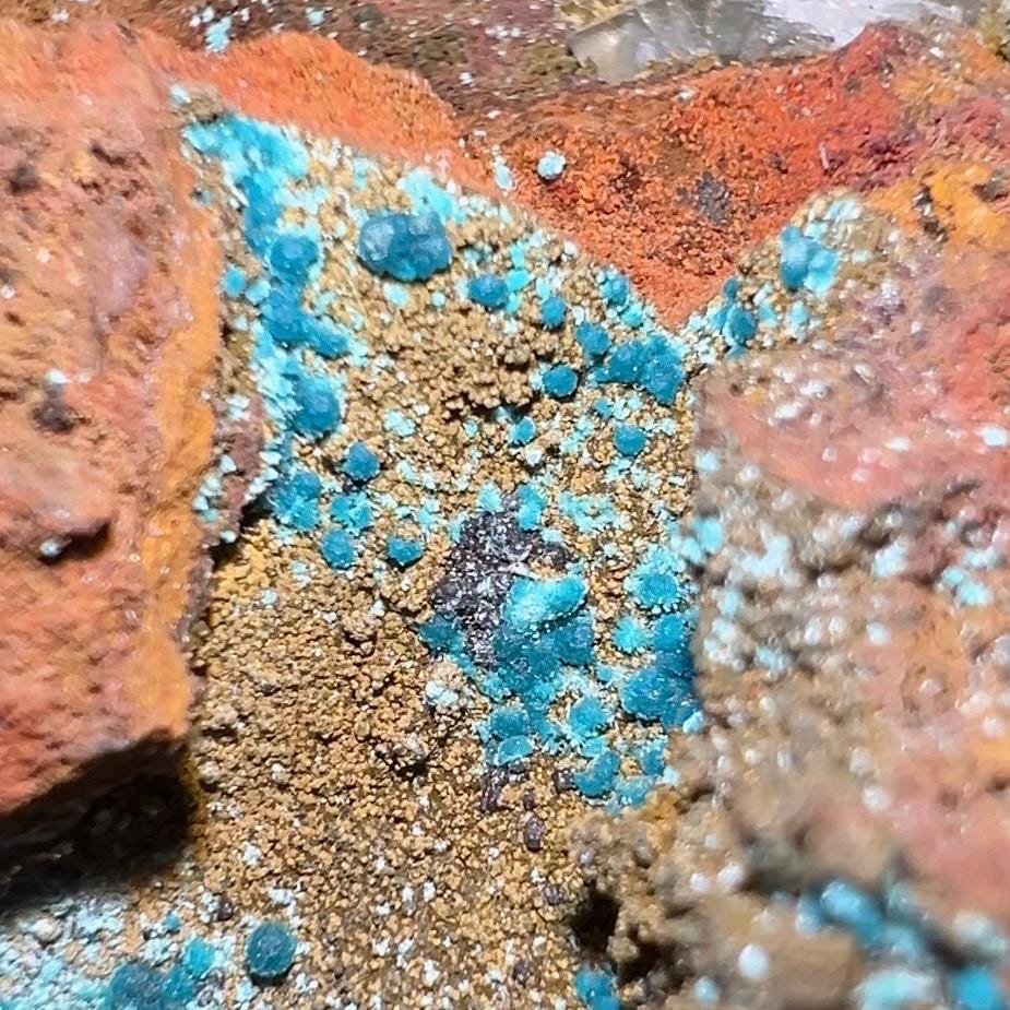 Rosasite with Calcite from La Ojuela Mine, Mexico