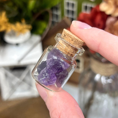 Raw Dark Purple Amethyst Chips in Small Jar