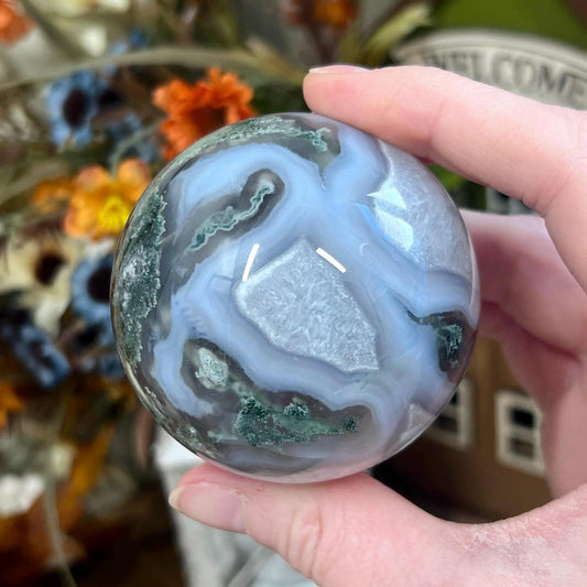 Blue Moss Agate Sphere | High Quality Moss Agate