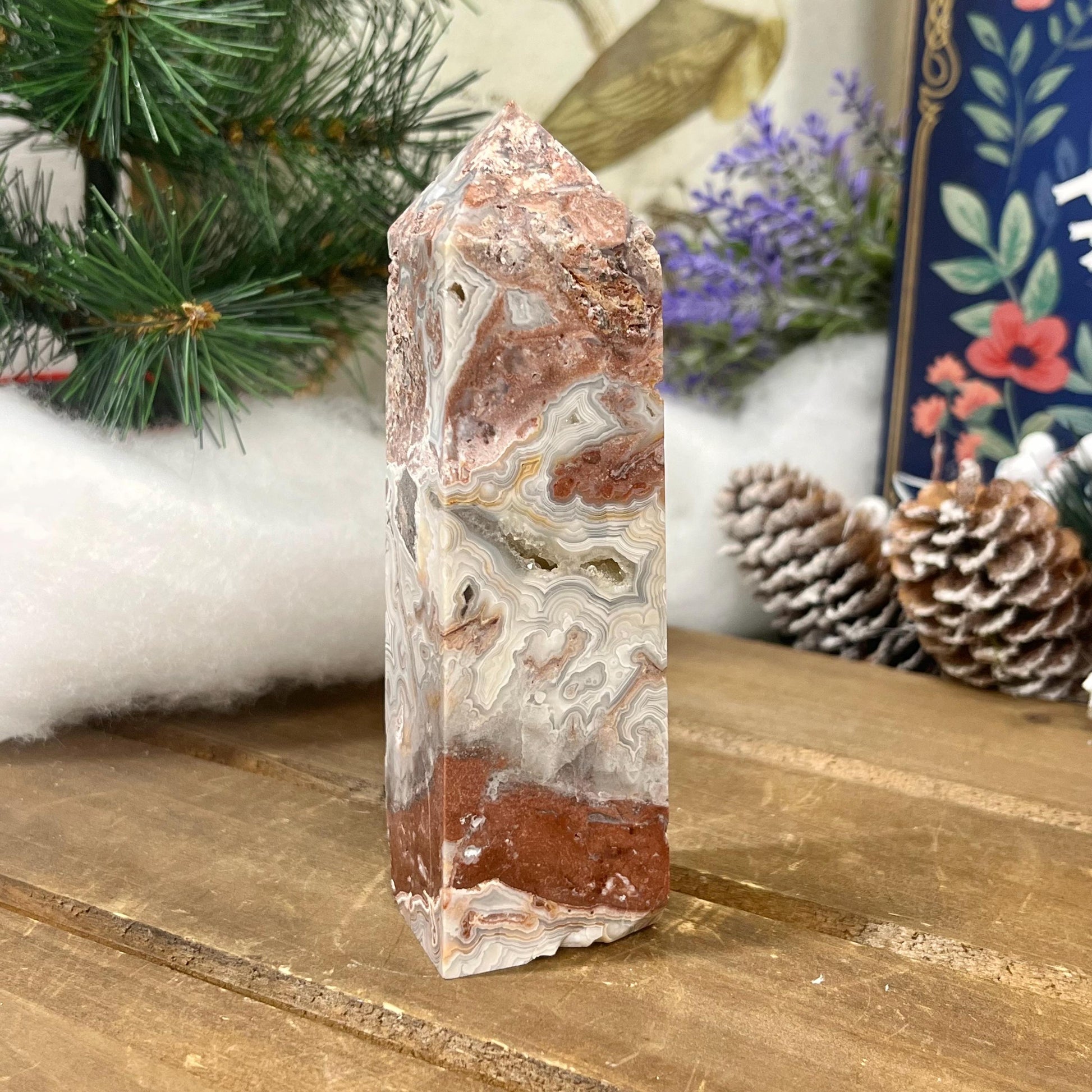 Druzy Mexican Lace Agate Tower