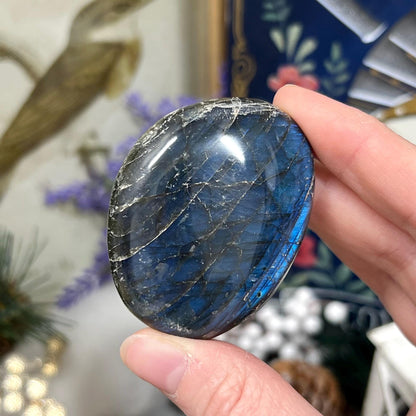 Electric Blue Labradorite Palm | High Quality Lab Palm Stone