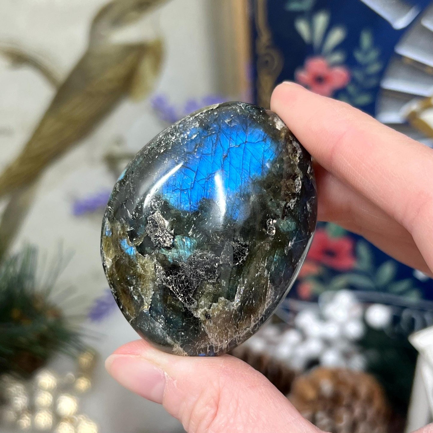 Electric Blue Labradorite Palm | High Quality Lab Palm Stone