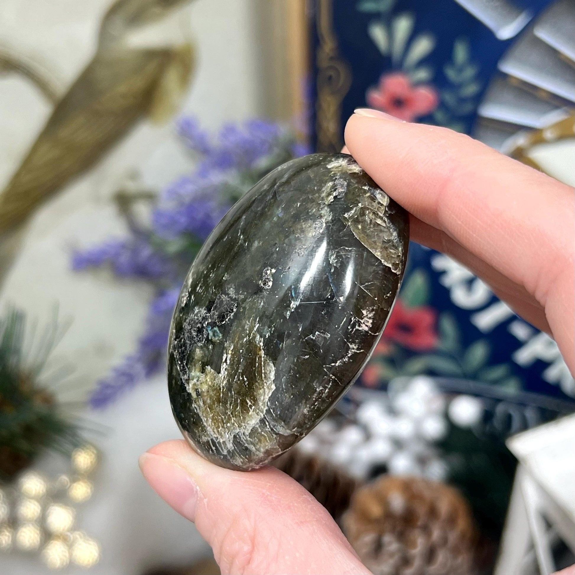 Electric Blue Labradorite Palm | High Quality Lab Palm Stone