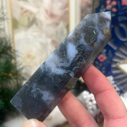 Moss Agate Tower | Blue Moss Agate