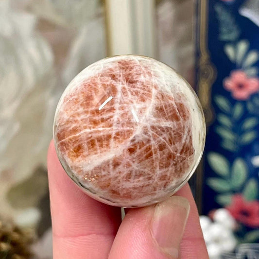 High Quality Small Confetti Sunstone Sphere | Red Sunstone