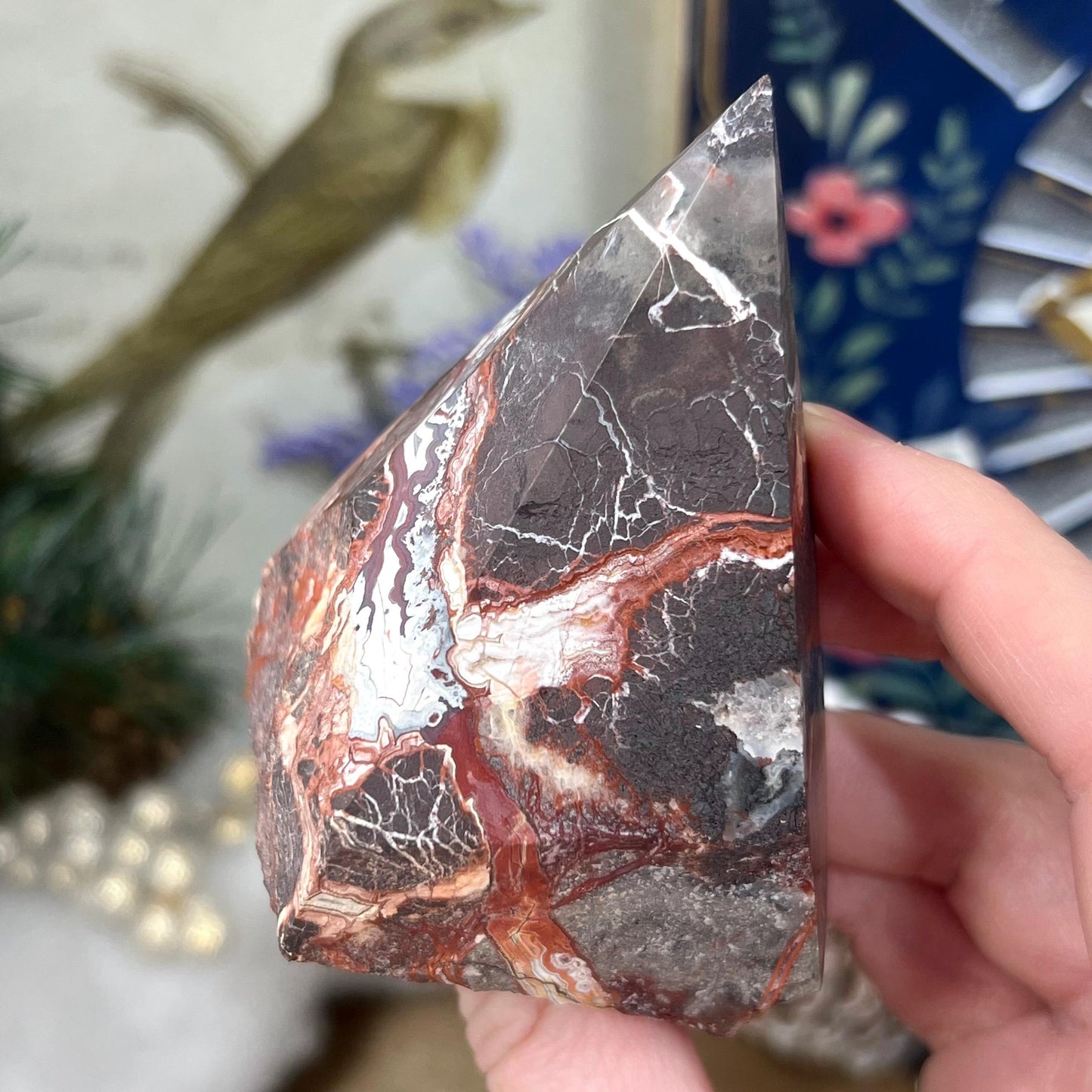 Top Polished Mexican Lace Agate Point | Crazy Lace Agate